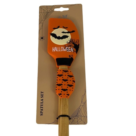 Halloween 2 Pc Baking Silicone Spatula Set Halloween Bats - Picture 2 of 8